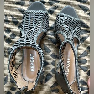 Report Teal Woven Heels